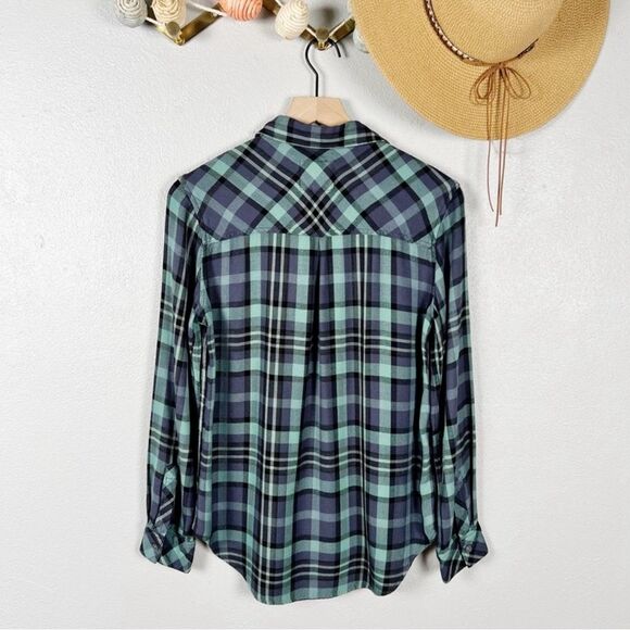 Rails Hunter Relaxed Fit Plaid Long Sleeve Button Down Shirt Smoke Agave Small - Picture 4 of 8